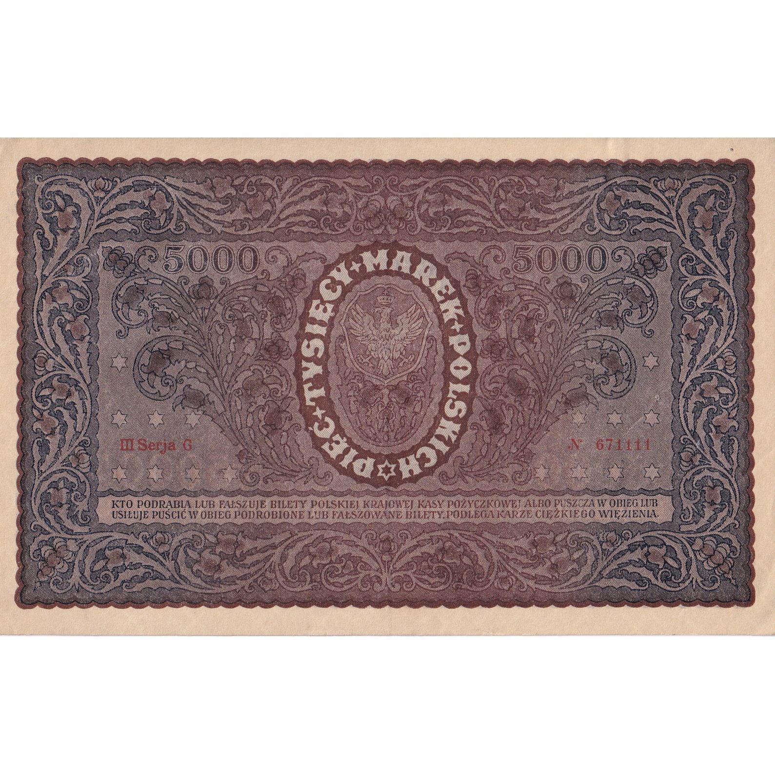 Banknote, Poland, 5000 Marek, 1920, 1920-02-07, KM:31, AU(55-58)