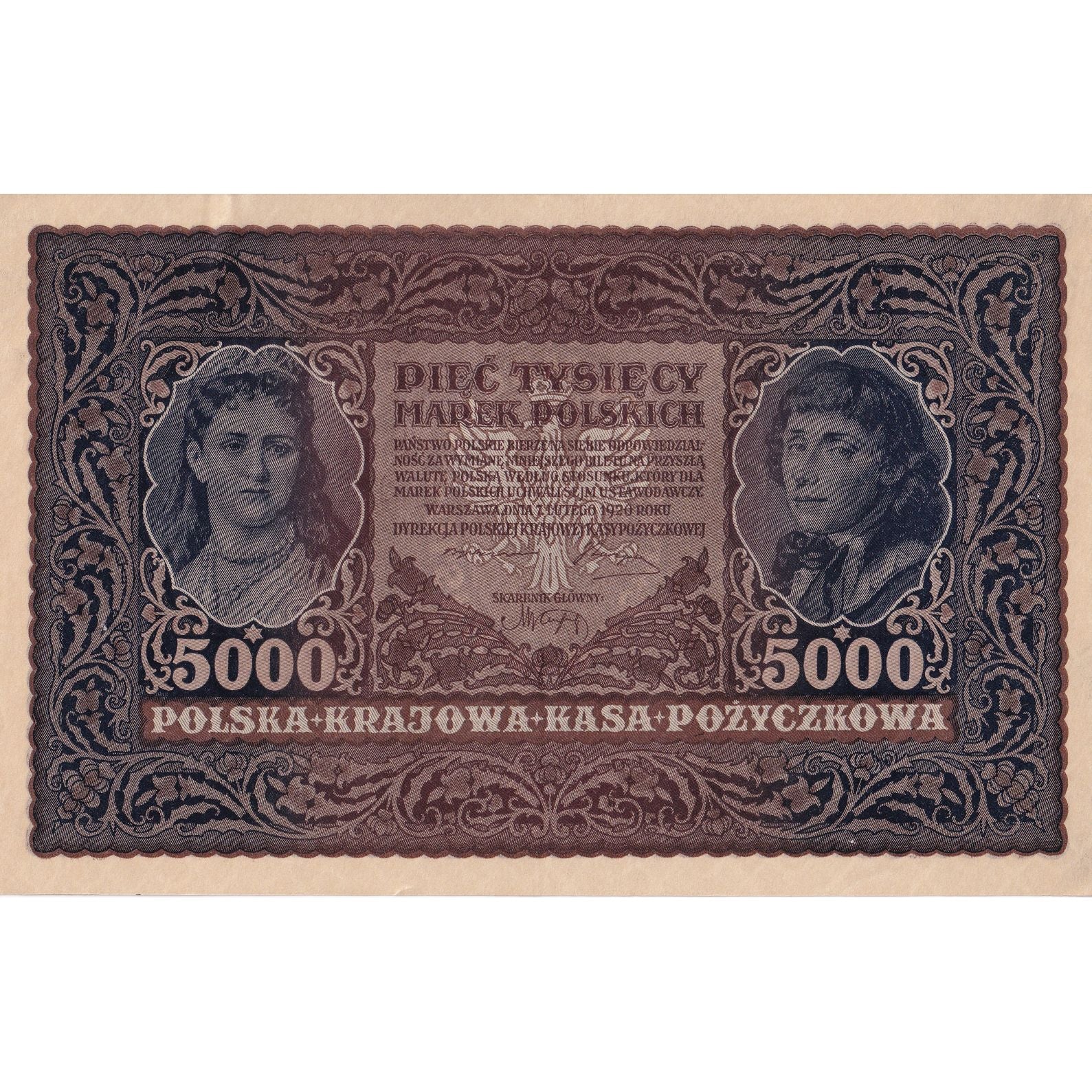 Banknote, Poland, 5000 Marek, 1920, 1920-02-07, KM:31, AU(55-58)