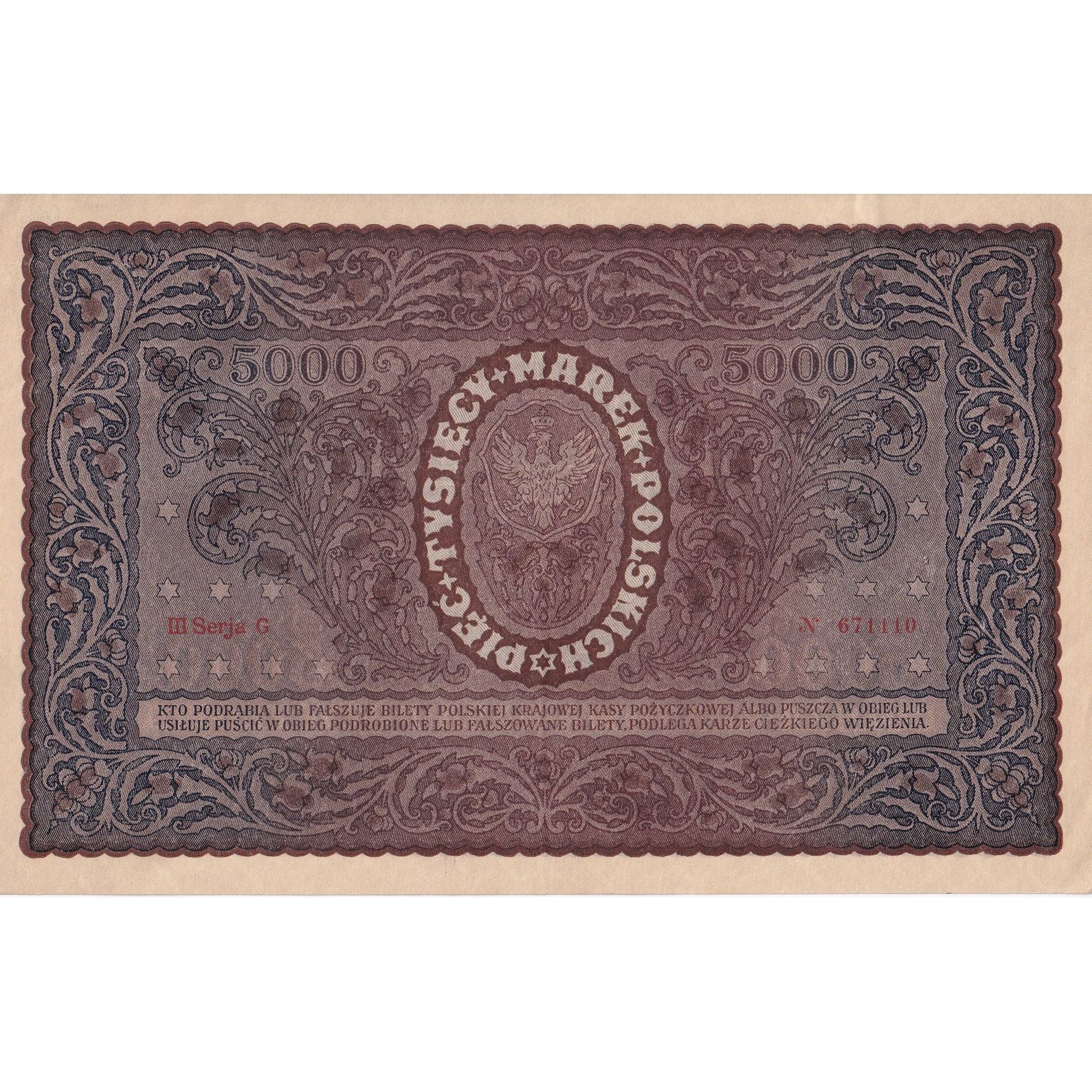 Banknote, Poland, 5000 Marek, 1920, 1920-02-07, KM:31, AU(55-58)