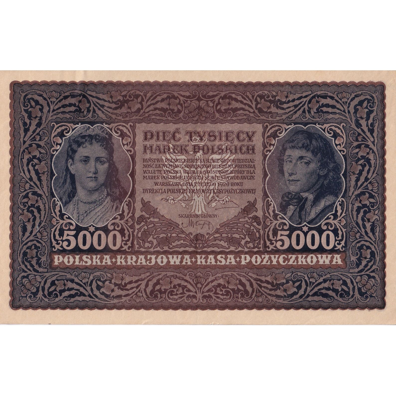 Geldschein, Polen, 5000 Marek, 1920, 1920-02-07, KM:31, VZ