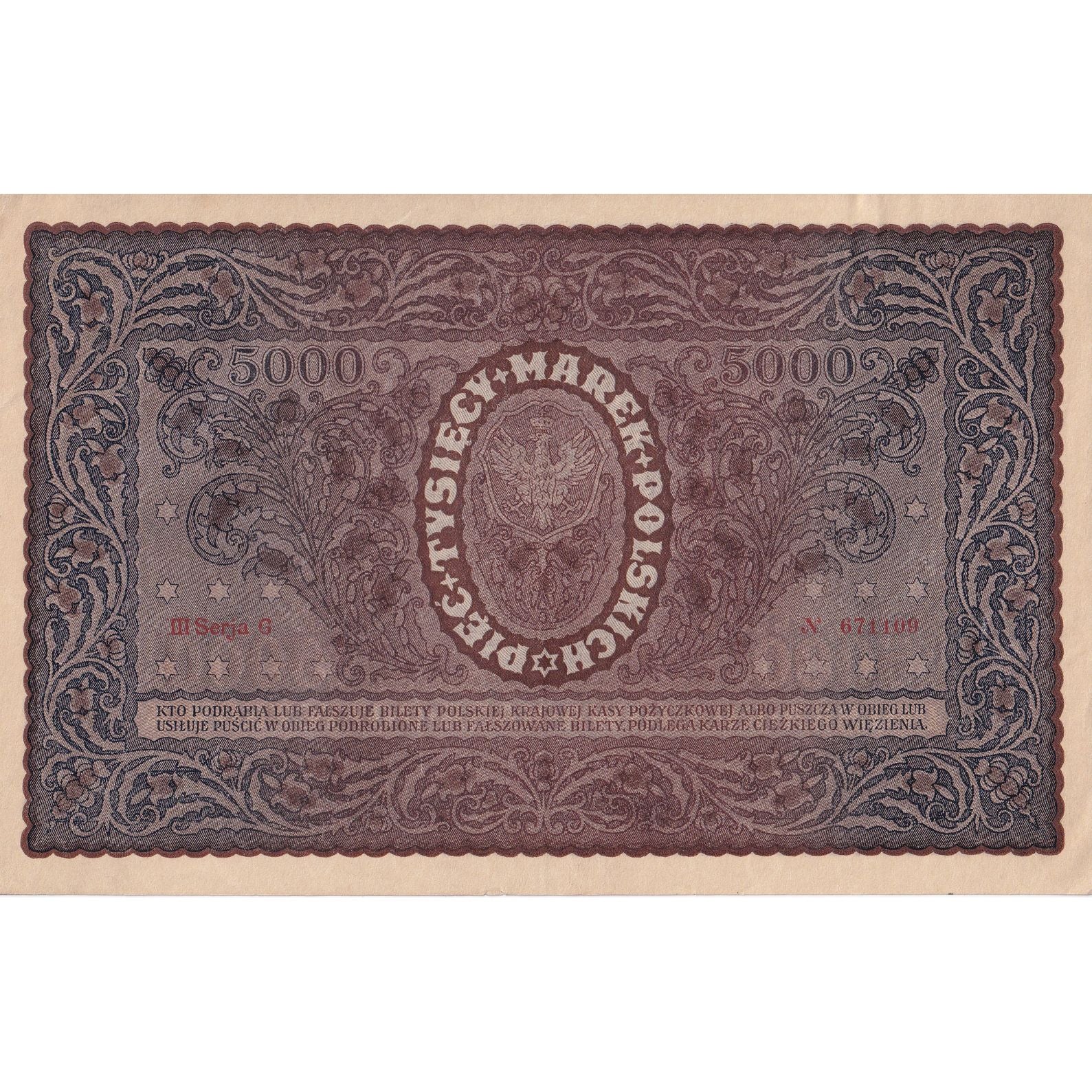 Geldschein, Polen, 5000 Marek, 1920, 1920-02-07, KM:31, VZ