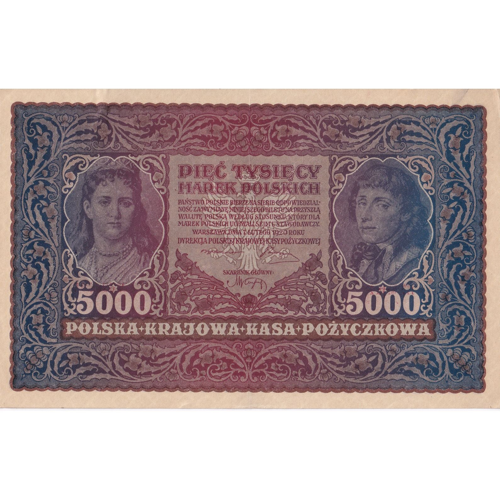Banknote, Poland, 5000 Marek, 1920, 1920-02-07, KM:31, AU(55-58)