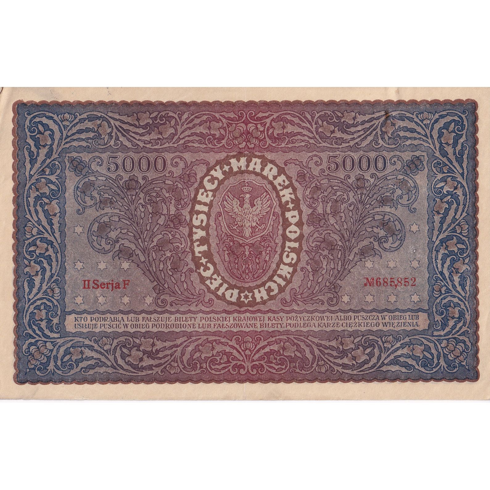Banknote, Poland, 5000 Marek, 1920, 1920-02-07, KM:31, EF(40-45)