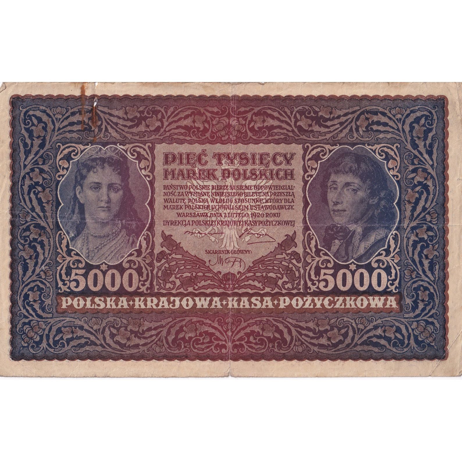 Billet, Pologne, 5000 Marek, 1920, 1920-02-07, KM:31, TB