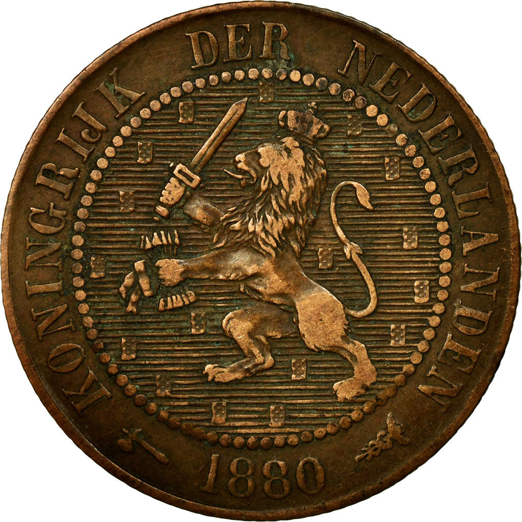 Coin, Netherlands, William III, 2-1/2 Cent, 1880, Utrecht, EF(40-45), Bronze