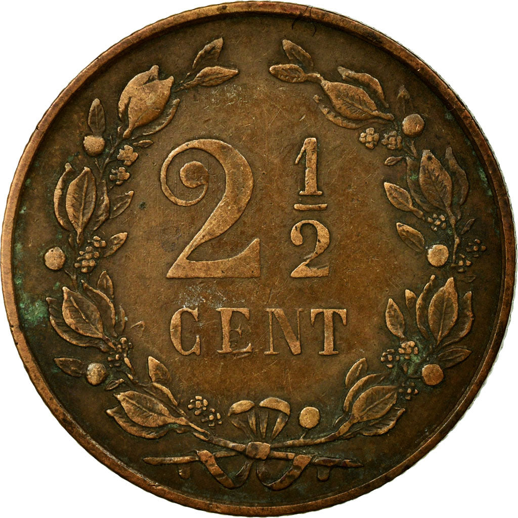 Coin, Netherlands, William III, 2-1/2 Cent, 1880, Utrecht, EF(40-45), Bronze