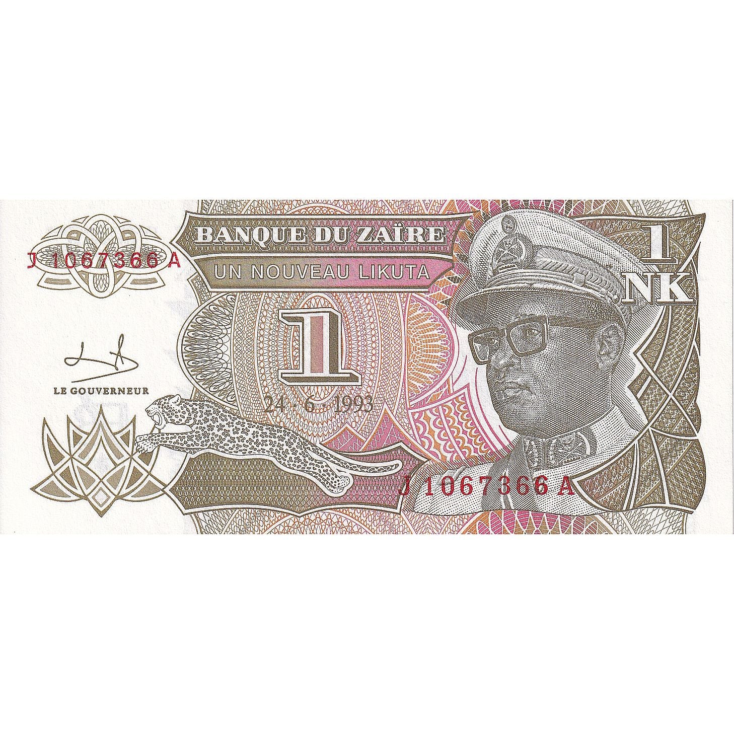 Banknote, Zaire, 1 Nouveau Likuta, 1993-06-24, KM:47a, UNC(65-70)