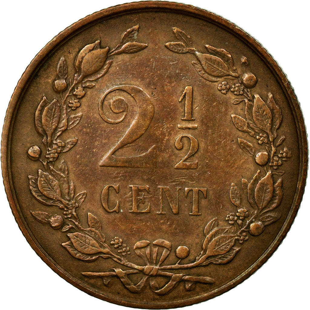 Coin, Netherlands, William III, 2-1/2 Cent, 1886, Utrecht, AU(50-53), Bronze