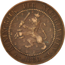 Netherlands, William III, 2-1/2 Cent, 1880, Utrecht, EF(40-45), Bronze, KM:108.1