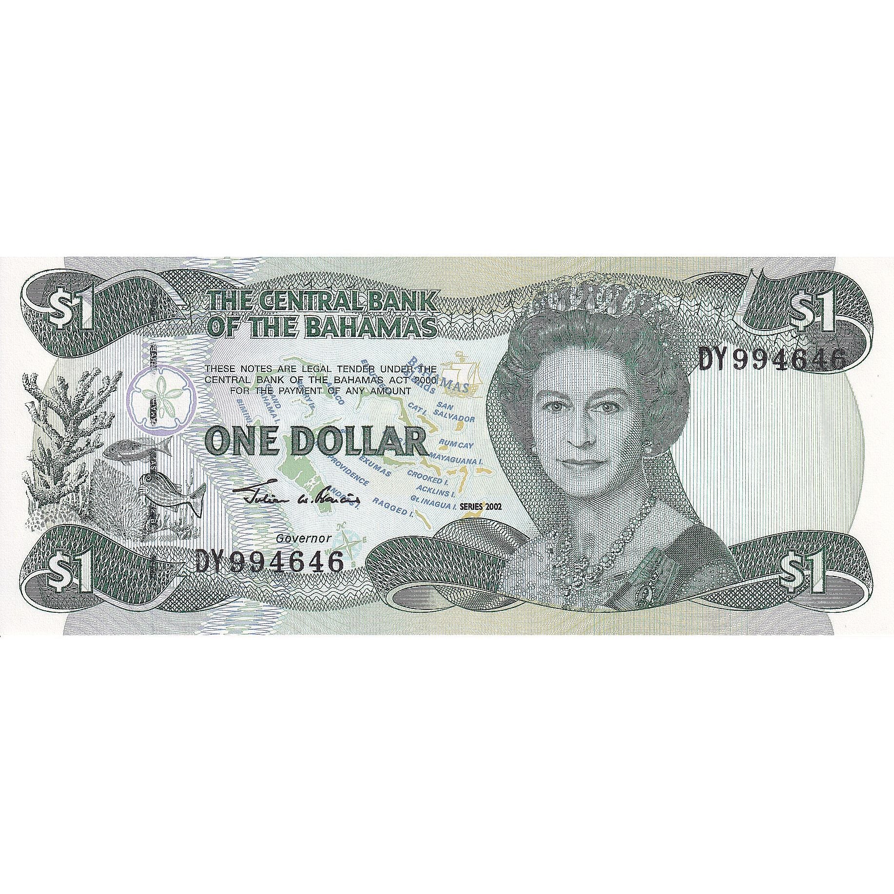 Banknote, Bahamas, 1 Dollar, 2002, KM:71, AU(50-53)