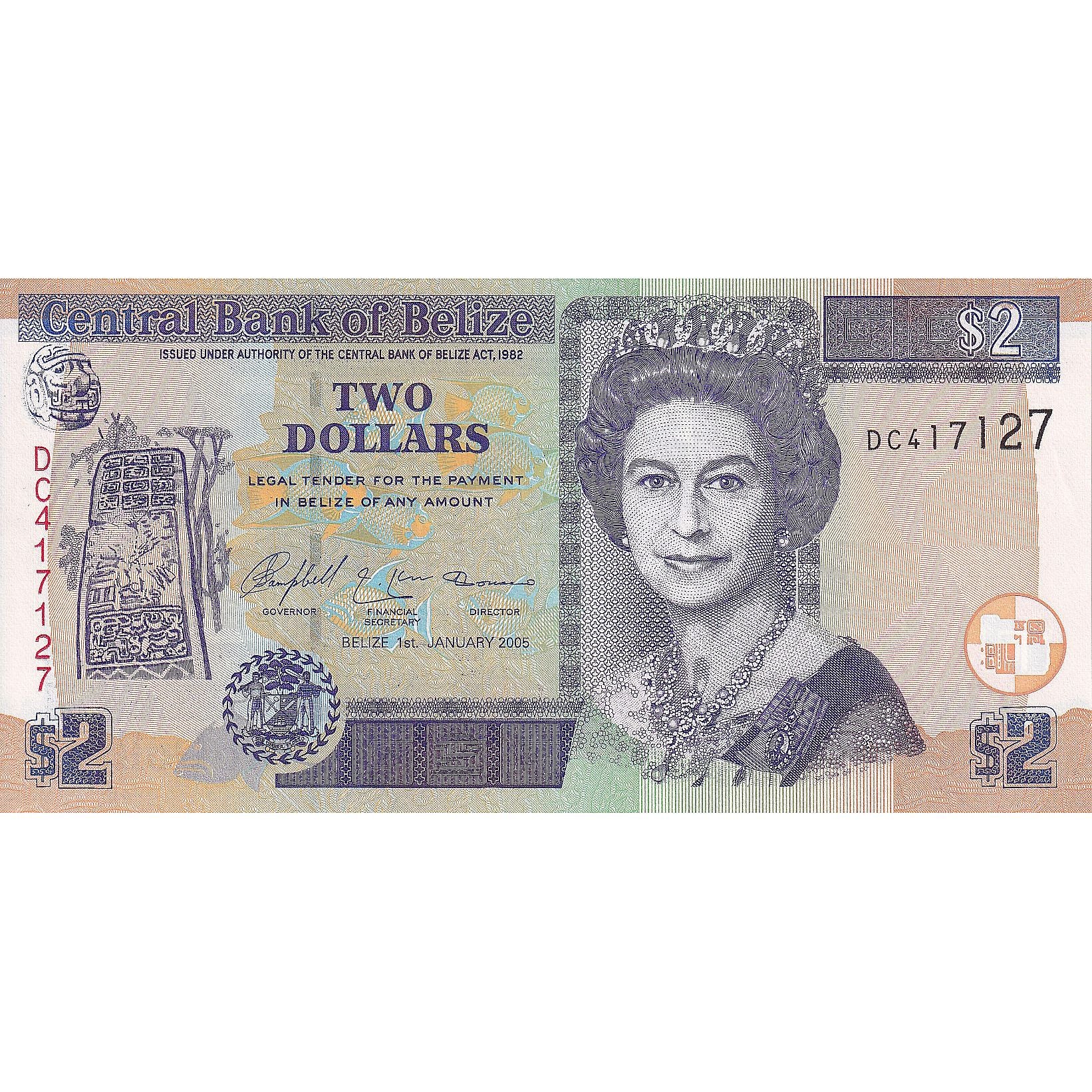 Banknote, Belize, 2 Dollars, 2003-2010, 2003-06-01, KM:66a, UNC(65-70)