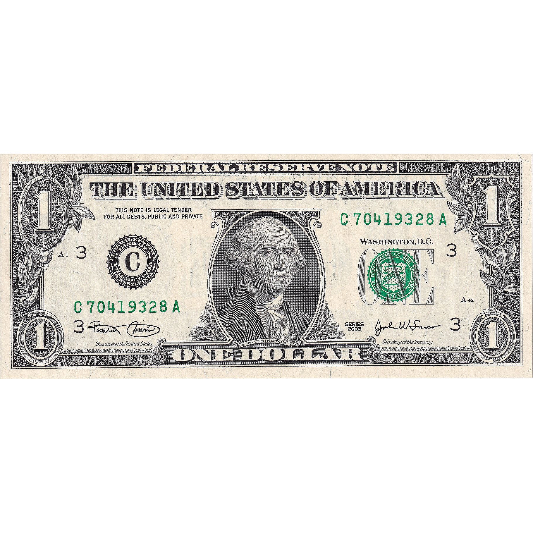 Banknote, United States, One Dollar, 2003, KM:4655, UNC(65-70)