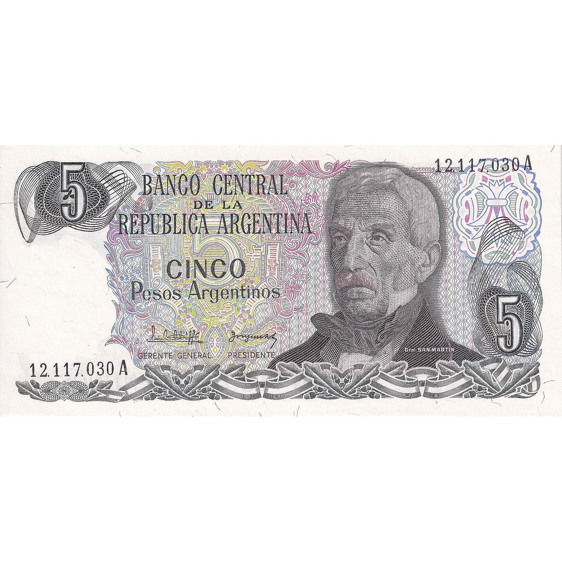 Banknot, Argentina, 5 Pesos Argentinos, KM:312a, UNC(65-70)