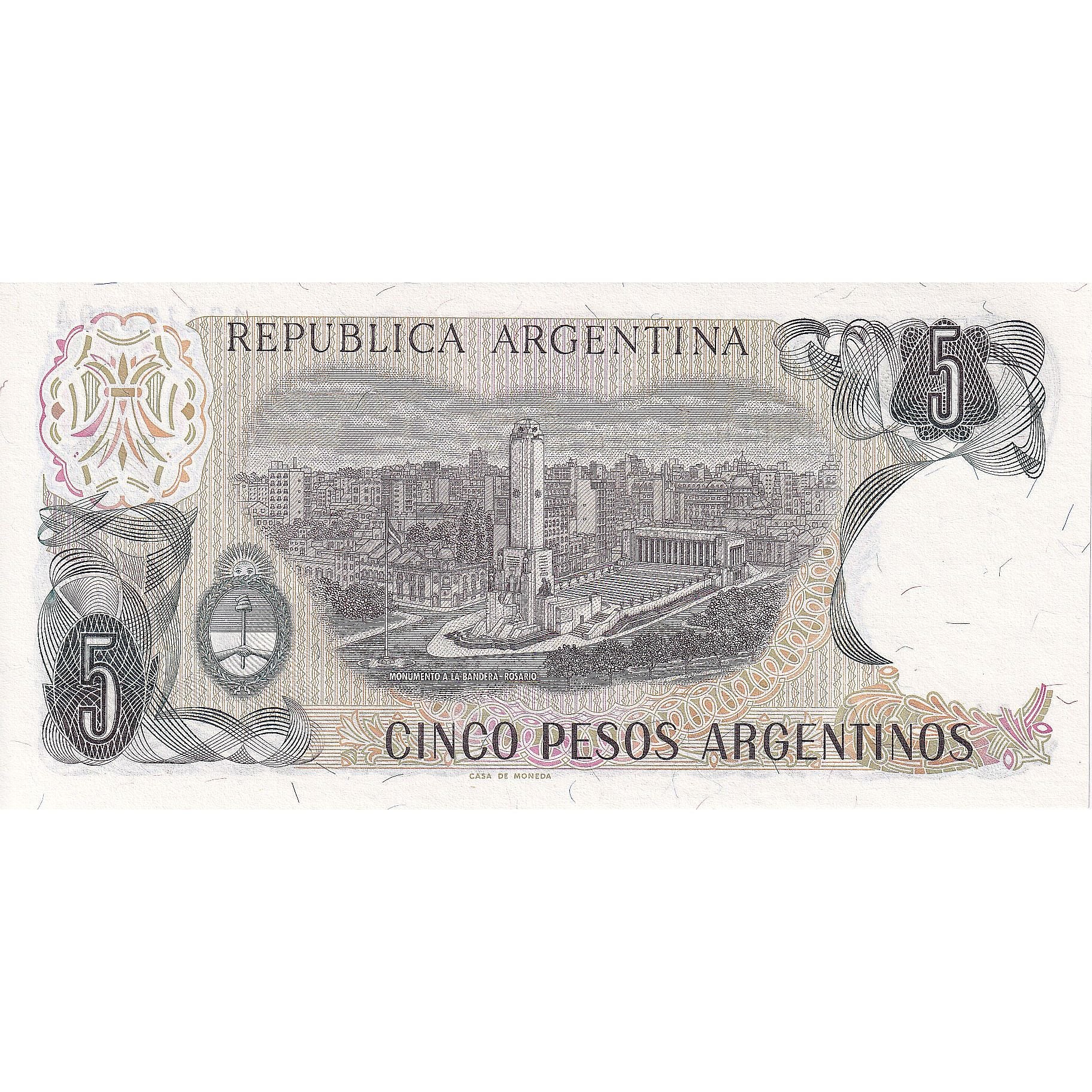 Banknot, Argentina, 5 Pesos Argentinos, KM:312a, UNC(65-70)
