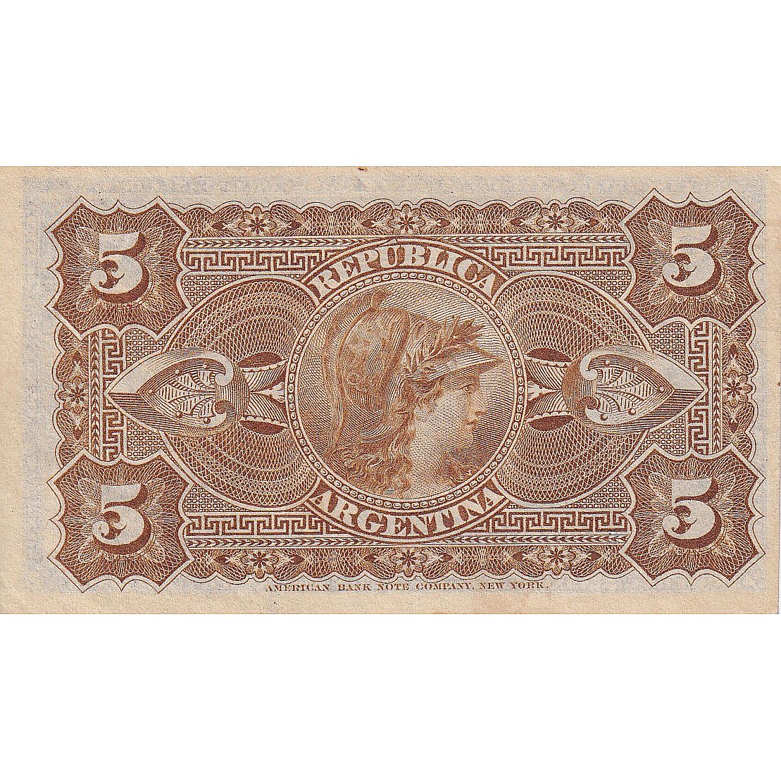 Banknote, Argentina, 5 Centavos, 1883, 1883-10-04, KM:5, EF(40-45)