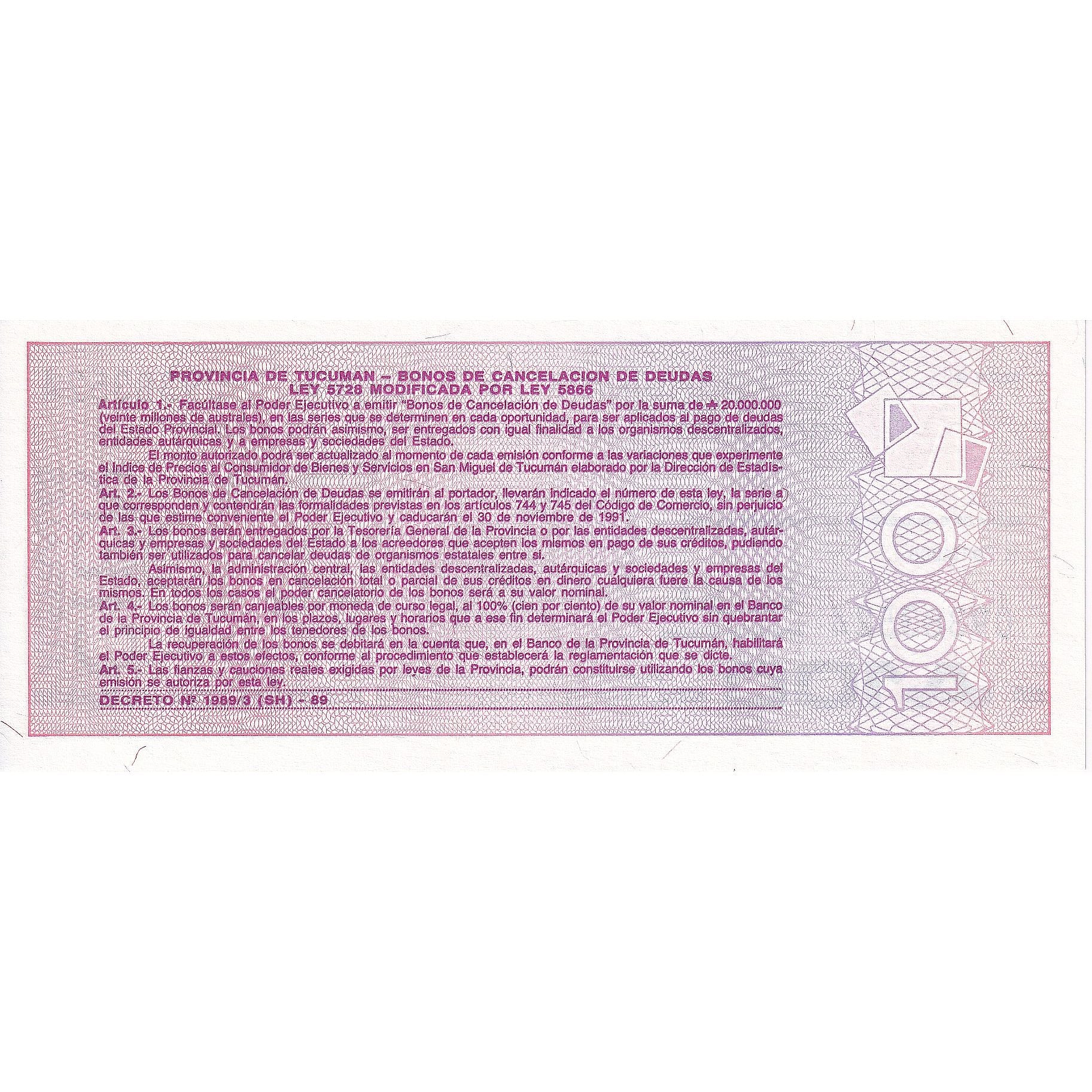 Billet, Argentine, 100 Australes, 1991, 1991-11-30, KM:S2715, SUP