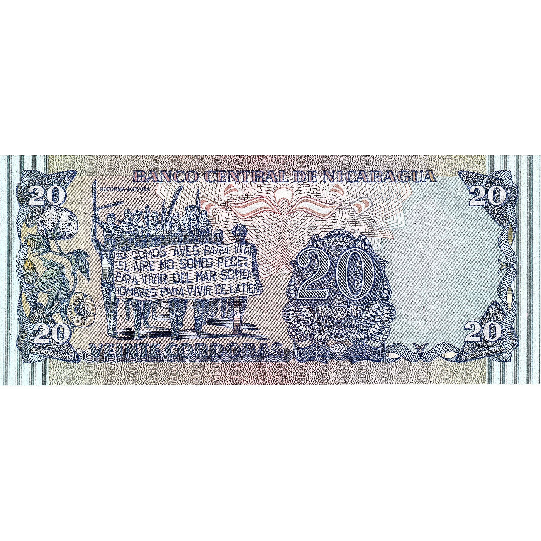 Banconote, Nicaragua, 20 Cordobas, 1985, 1985, KM:152, FDS