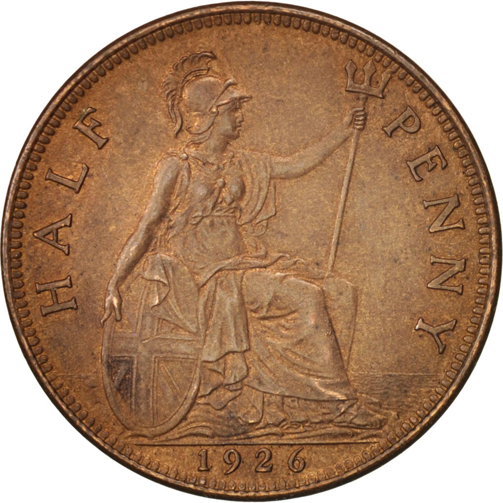 Great Britain, George V, 1/2 Penny, 1926, AU(50-53), Bronze, KM:824