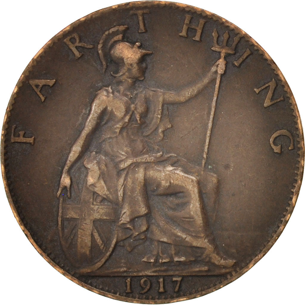 Coin, Great Britain, George V, Farthing, 1917, EF(40-45), Bronze, KM:808.1