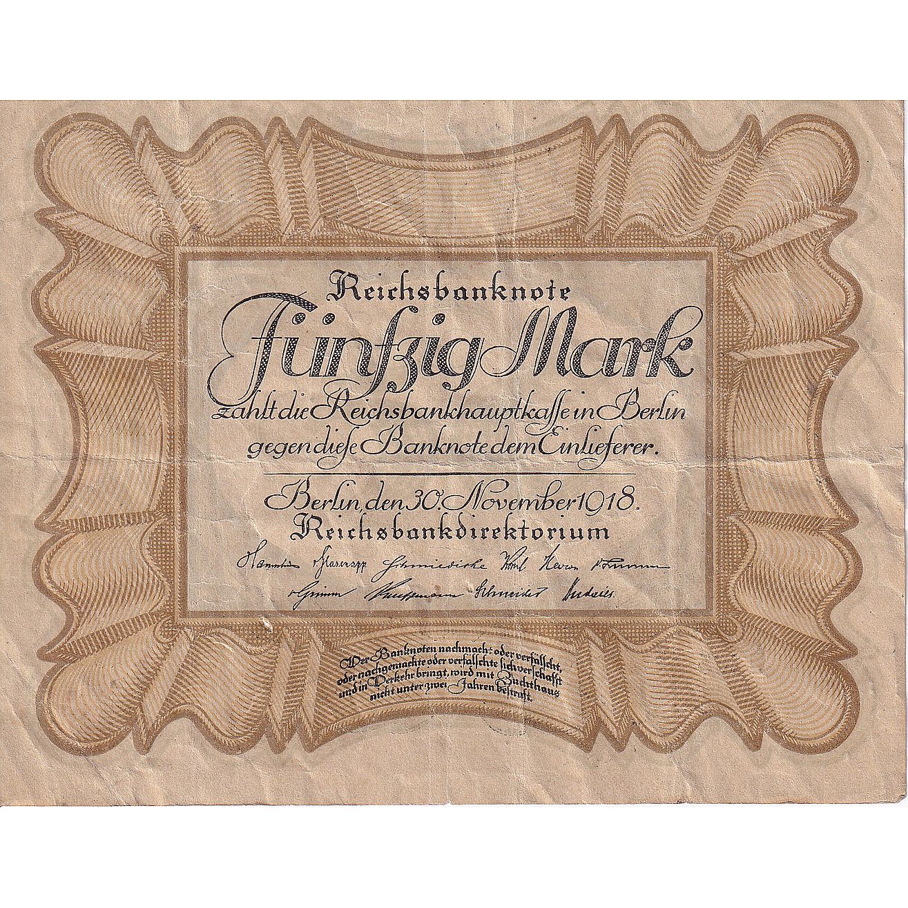 Germany, 50 Mark, 1918, 1918-11-30, KM:65, EF(40-45)