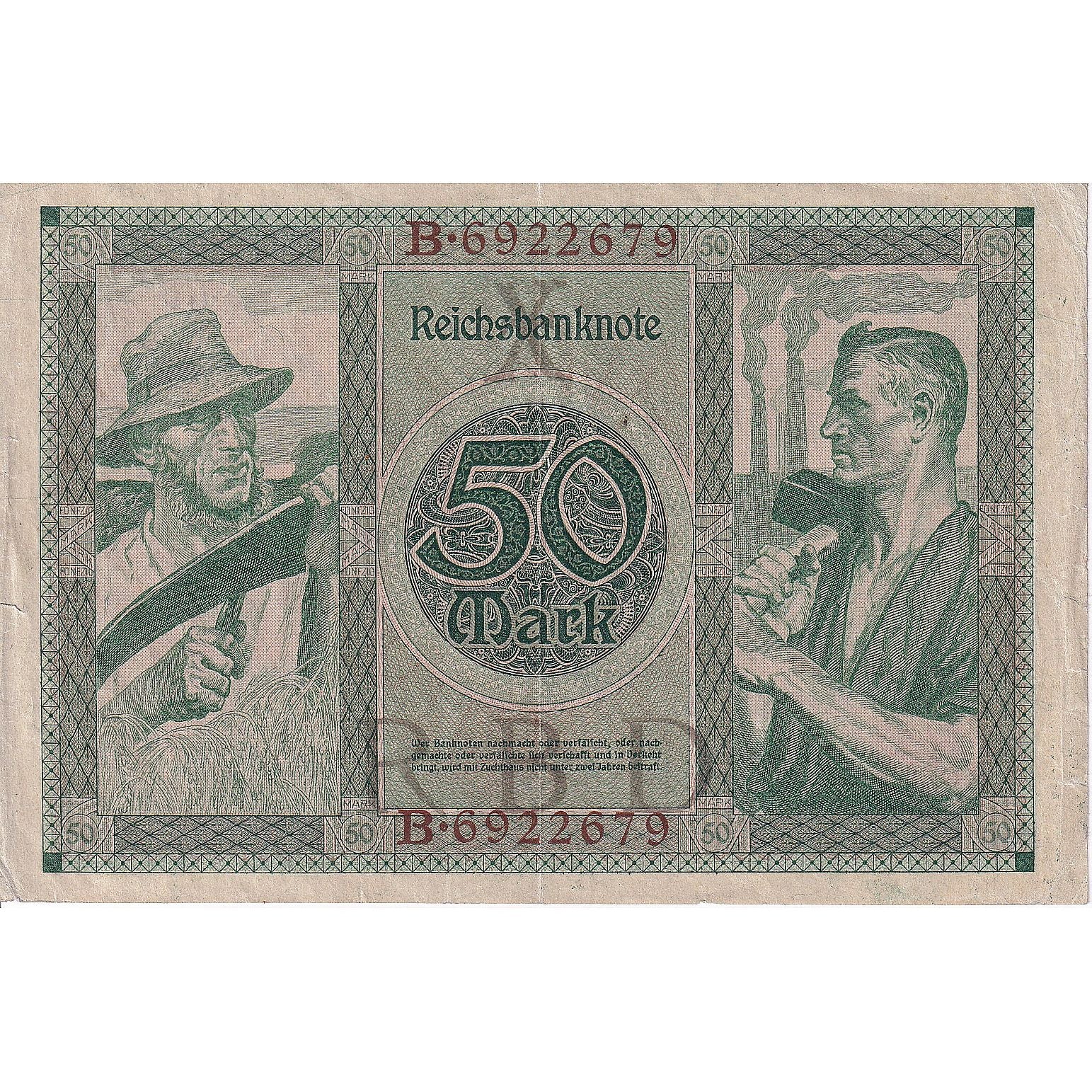 Germany, 50 Mark, 1920, 1920-07-23, KM:68, VF(30-35)
