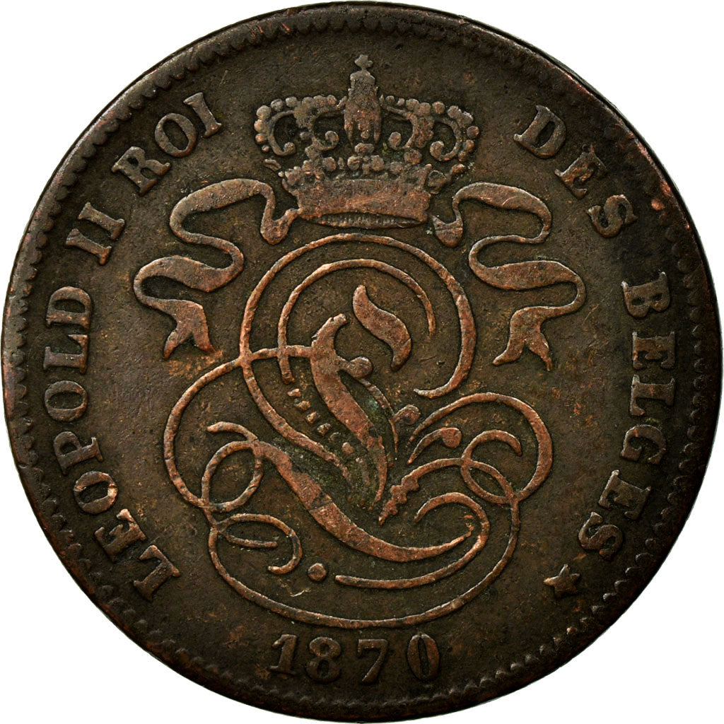 Coin, Belgium, Leopold II, 2 Centimes, 1870, VF(30-35), Copper, KM:35.1