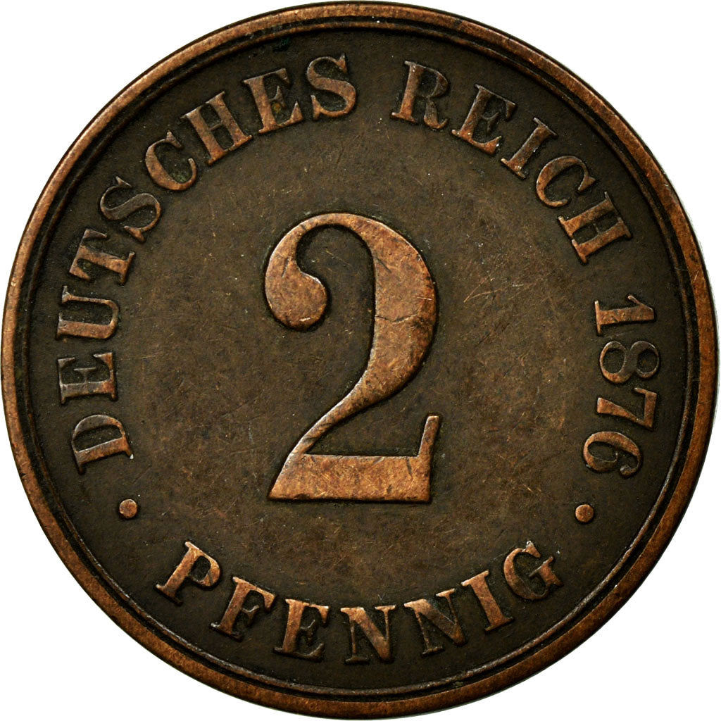 Coin, GERMANY - EMPIRE, Wilhelm I, 2 Pfennig, 1876, Hannover, EF(40-45), Copper