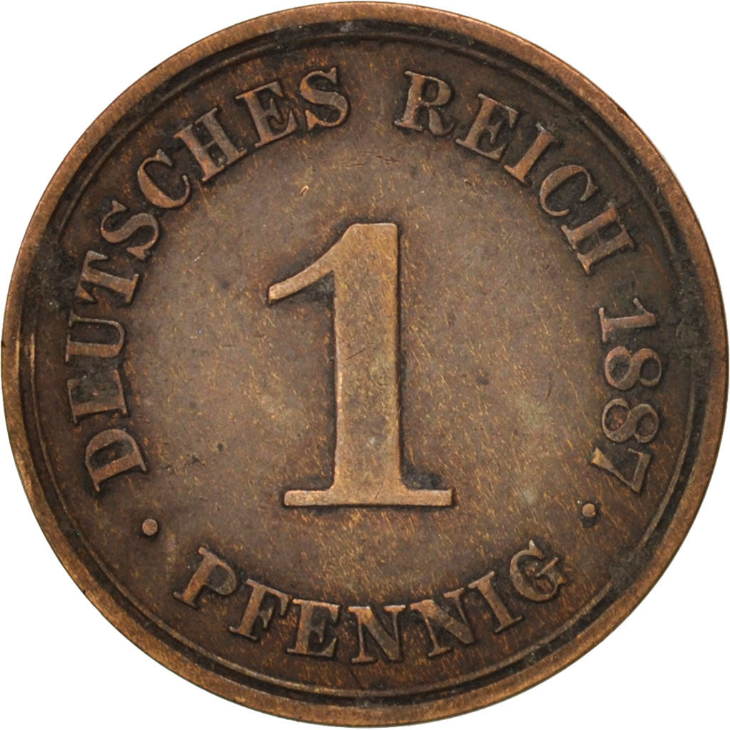 GERMANY - EMPIRE, Wilhelm I, Pfennig, 1887, Berlin, EF(40-45), Copper, KM:1
