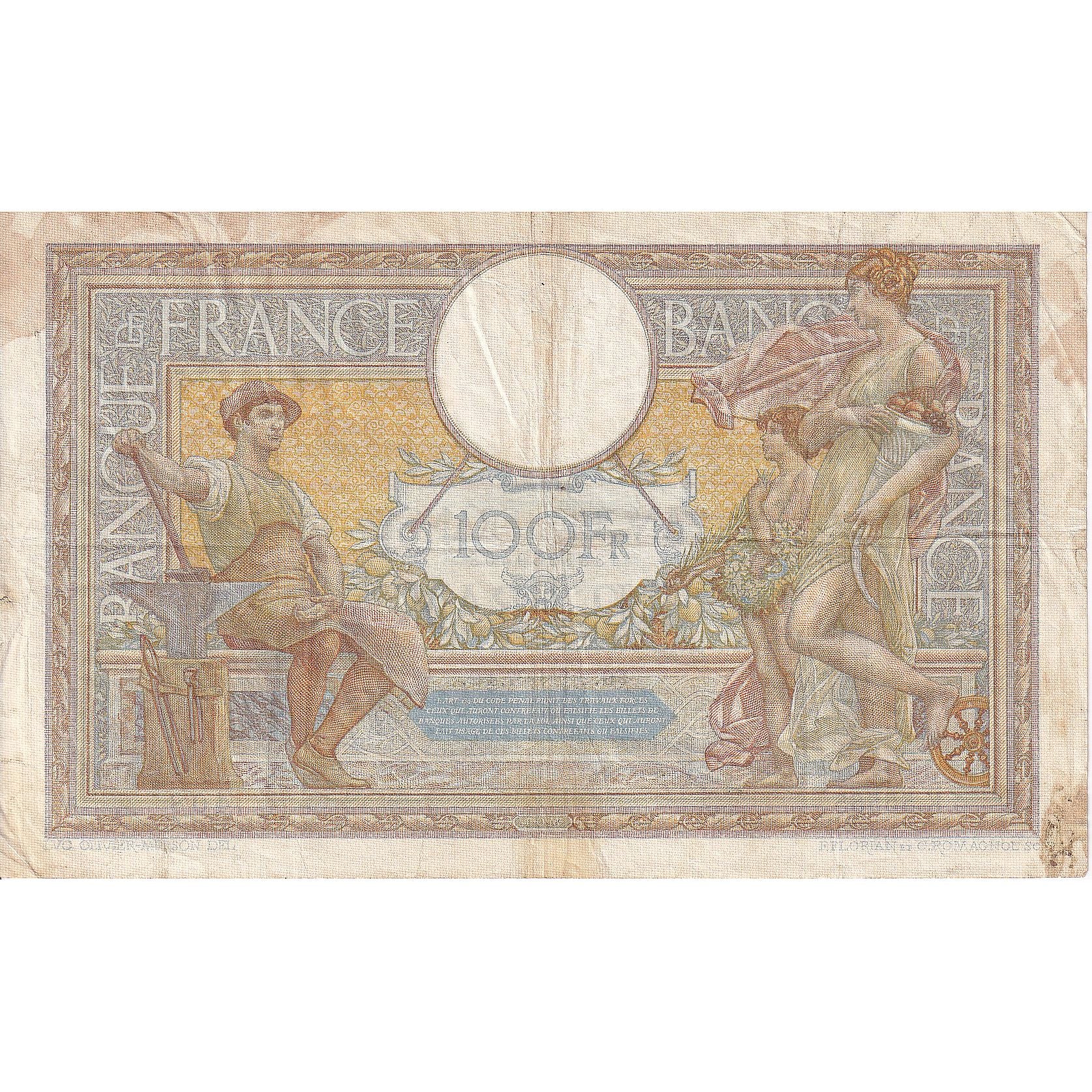 France, 100 Francs, Luc Olivier Merson, 1937, K.55555, VF(30-35)