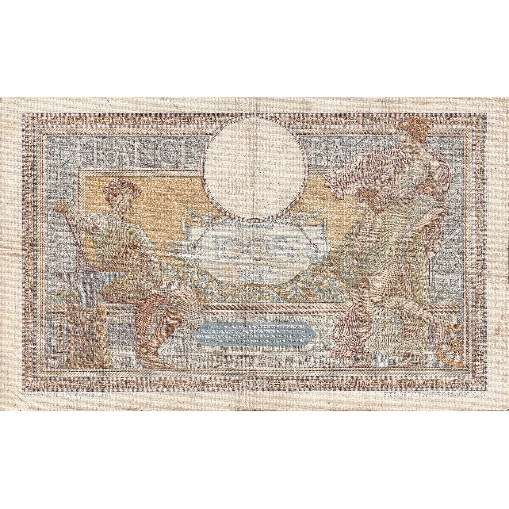 Francja, 100 Francs, Luc Olivier Merson, 1937, Z.56288, VF(20-25)