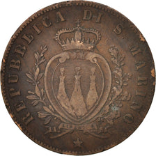 San Marino, 5 Centesimi, 1869, TB+, Cuivre, KM:1