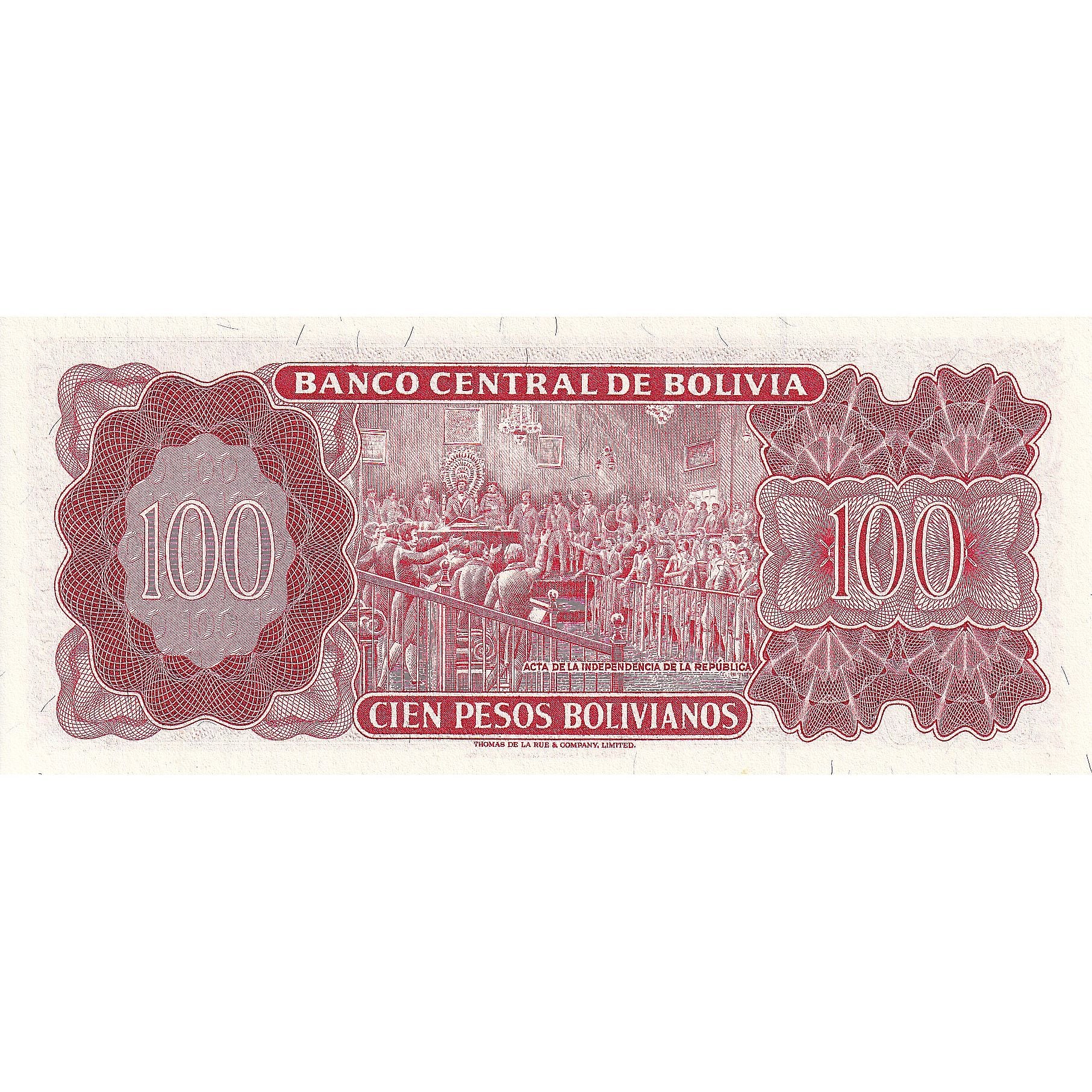 Bolivia, 100 Pesos Bolivianos, 1962-07-13, KM:163a, UNC(65-70)