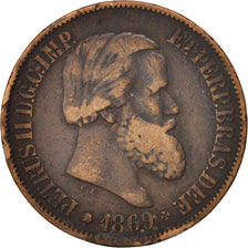 Coin, Brazil, Pedro II, 20 Reis, 1869, VF(30-35), Bronze, KM:474