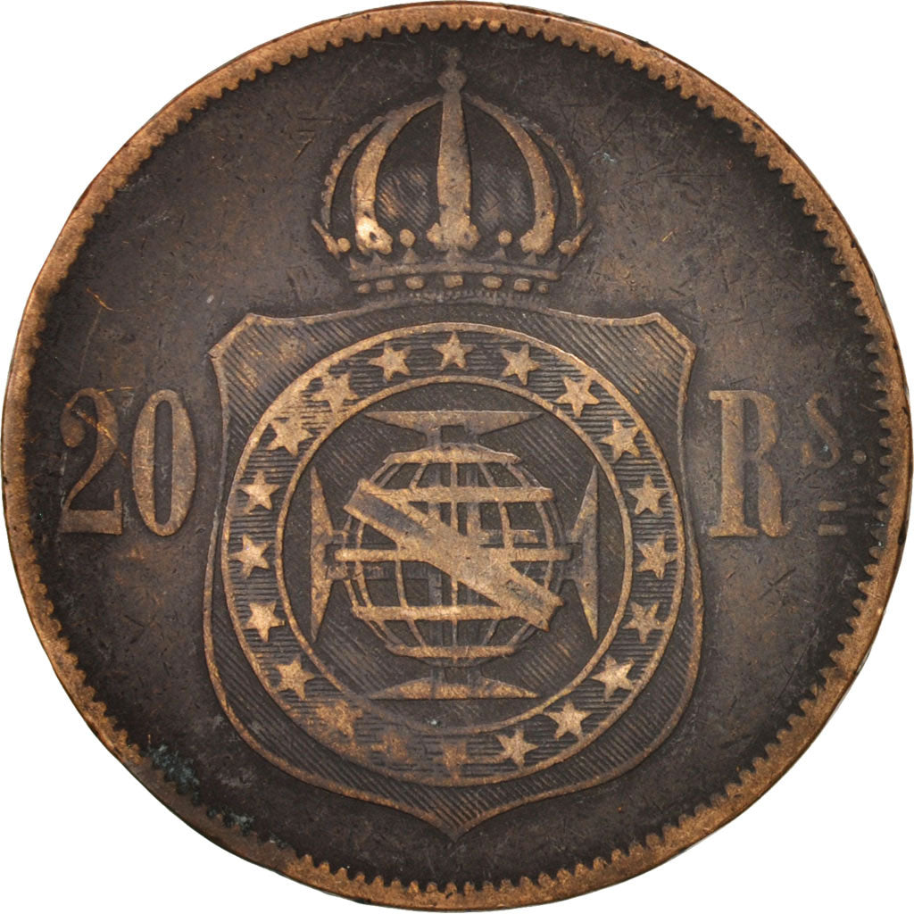 Coin, Brazil, Pedro II, 20 Reis, 1869, VF(30-35), Bronze, KM:474