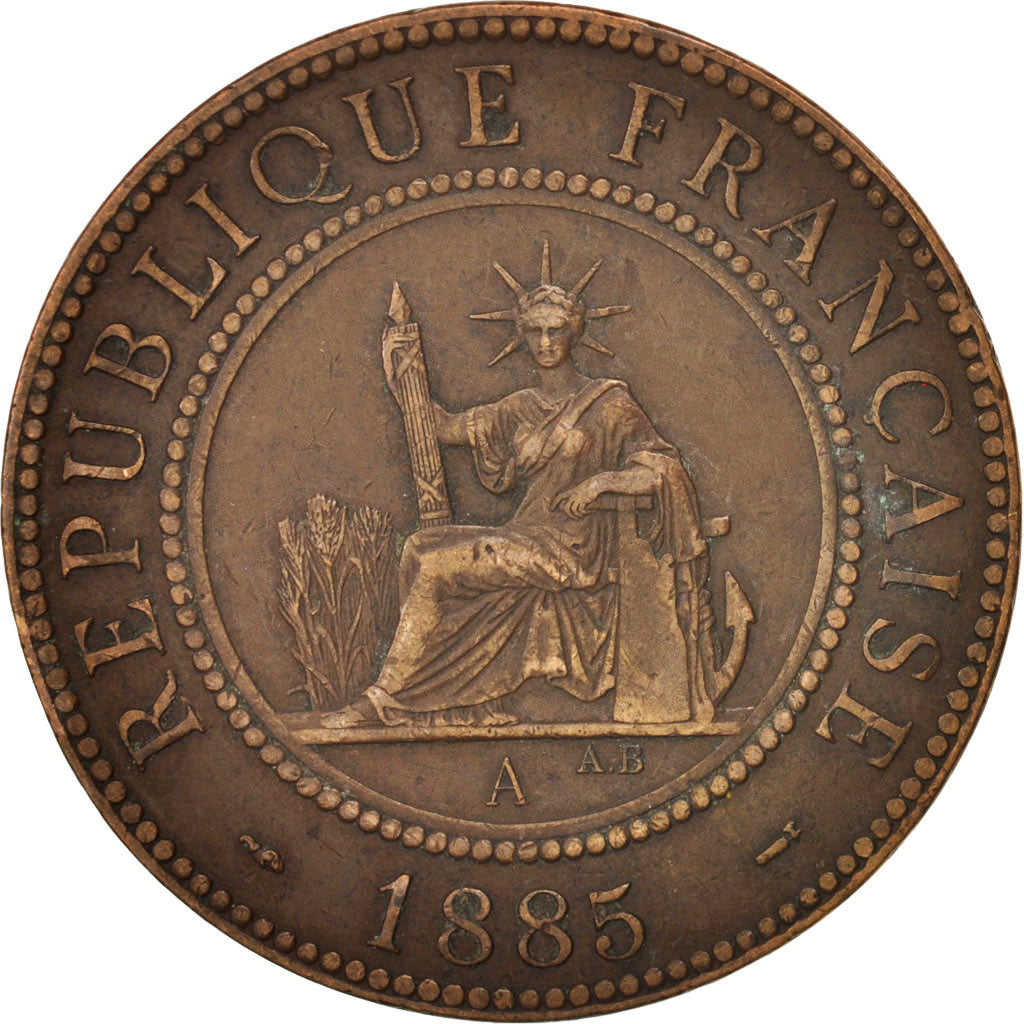 FRENCH INDO-CHINA, Cent, 1885, Paris, EF(40-45), Bronze, KM:1, Lecompte:37