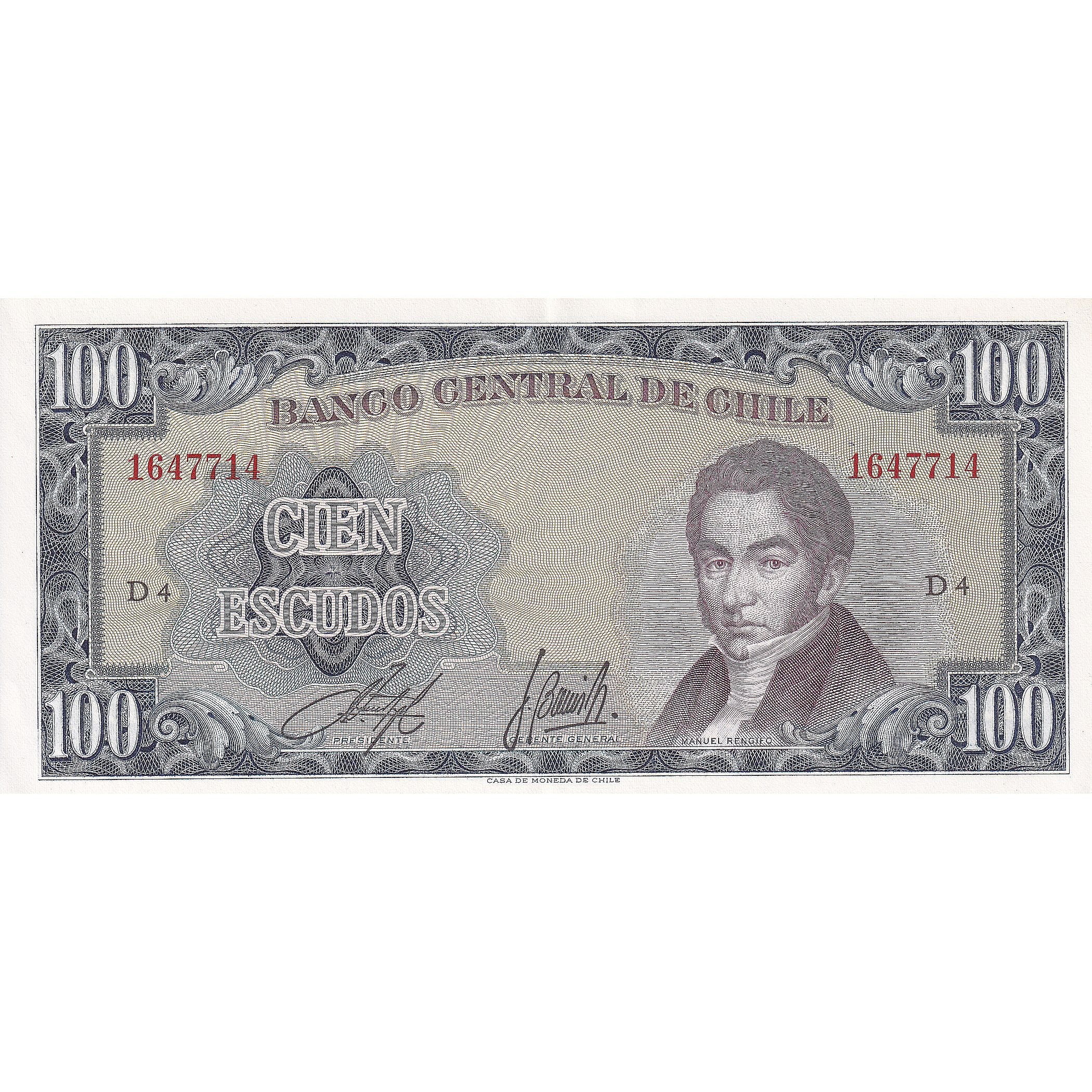 Chile, 100 Escudos, KM:141a, UNC(65-70)