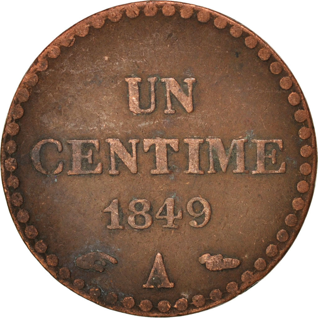 France, Dupré, Centime, 1849, Paris, EF(40-45), Bronze, KM:754, Gadoury:84
