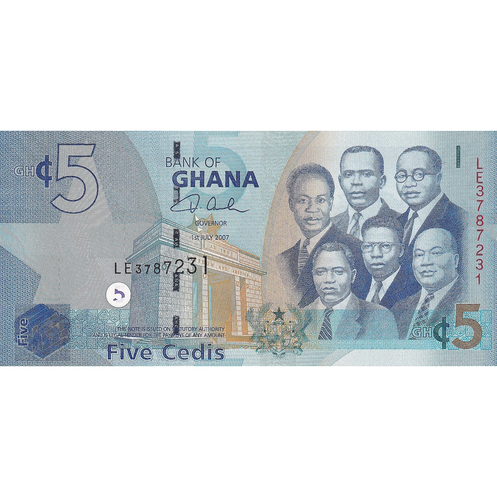 Ghana, 5 Cedis, 2007, 2007-07-01, UNC(65-70)