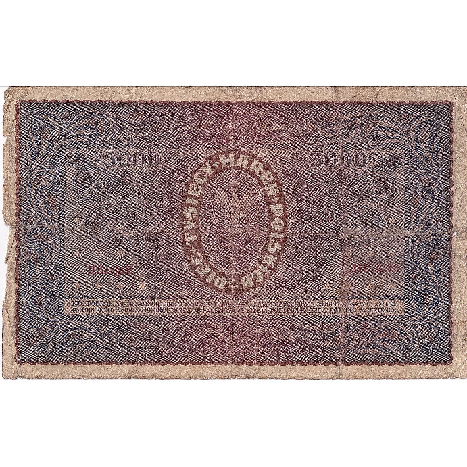 Poland, 5000 Marek, 1920, 1920-02-07, KM:31, VG(8-10)