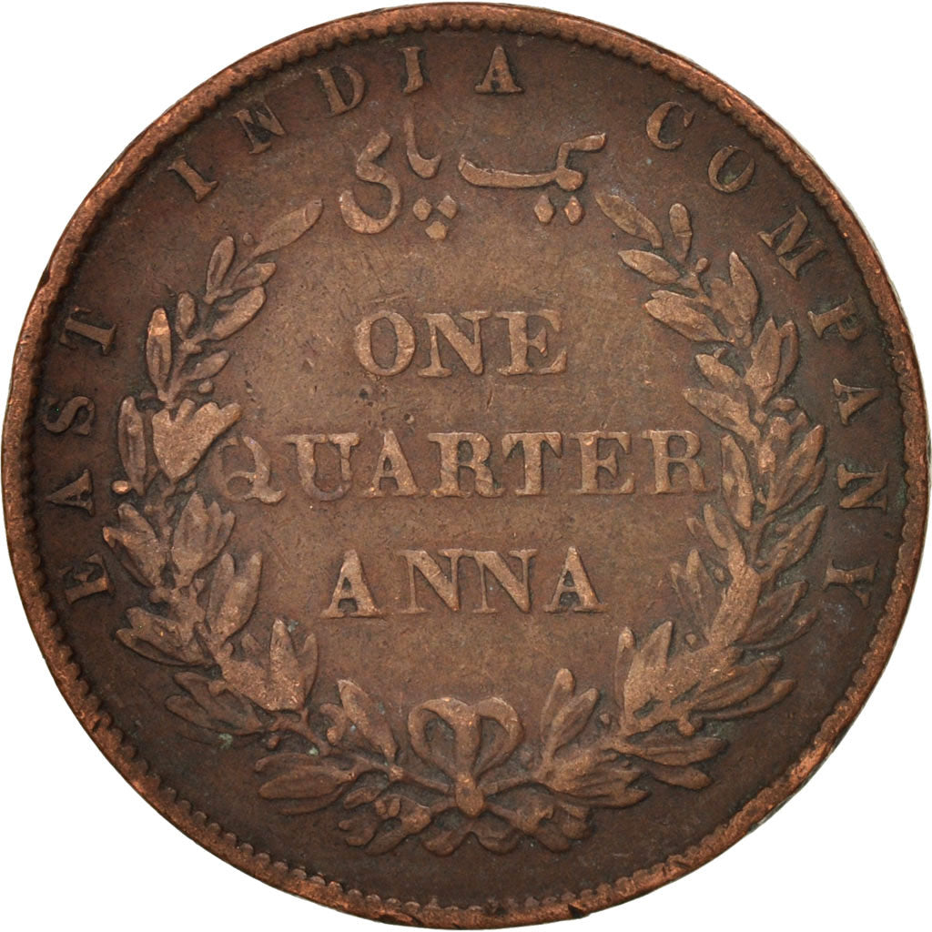 INDIA-BRITISH, 1/4 Anna, 1858, Heaton, Birmingham, EF(40-45), Copper, KM:463.2