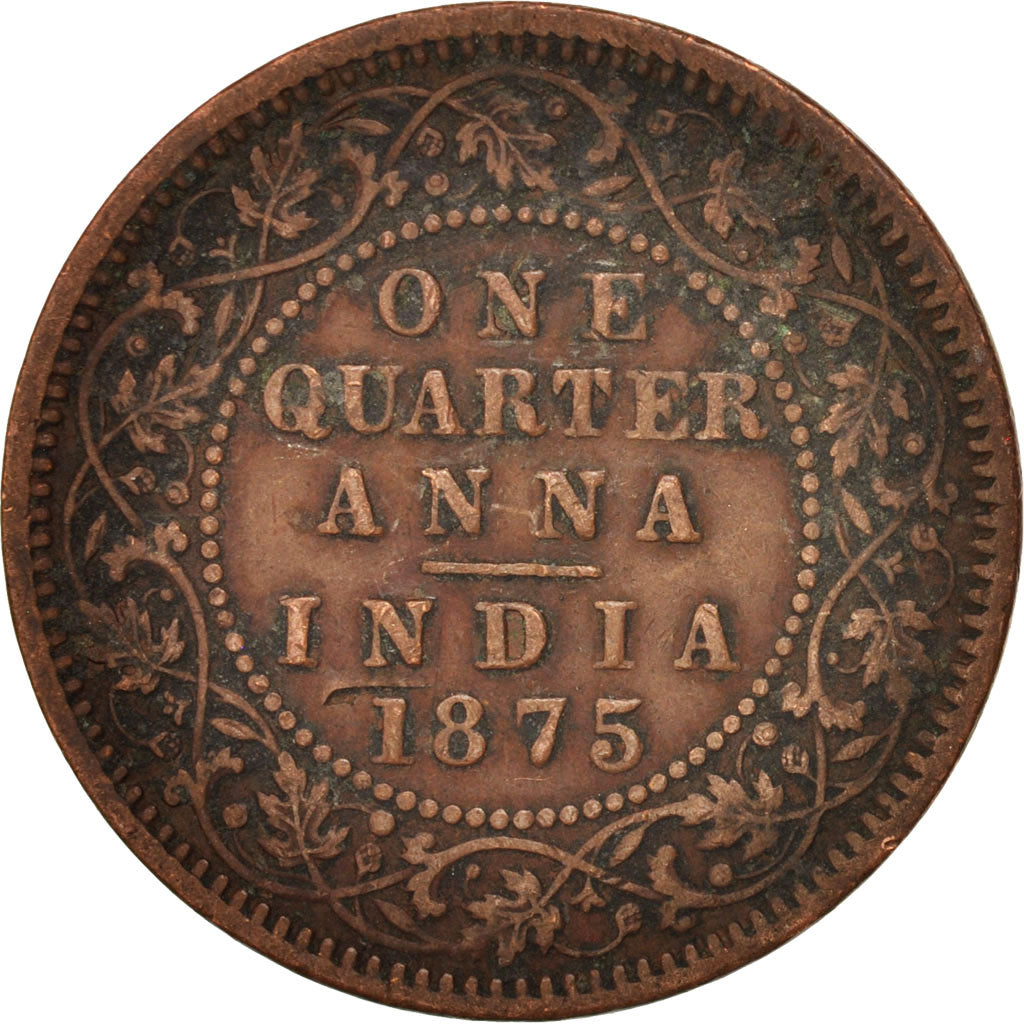 INDIA-BRITISH, Victoria, 1/4 Anna, 1875, EF(40-45), Copper, KM:467