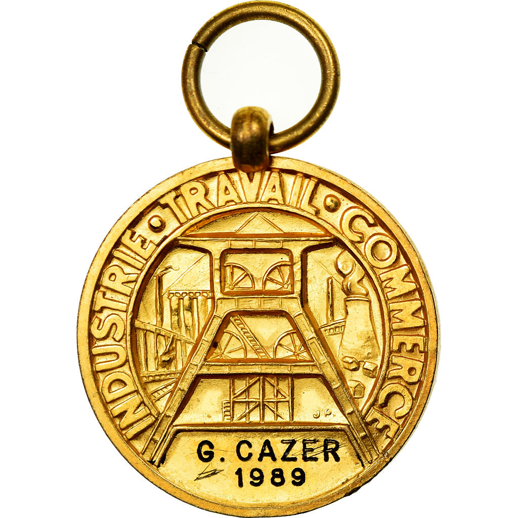 France, Mines, Industrie Travail Commerce, Medal, 1989, Excellent Quality, Gilt