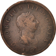 Gran Bretaña, George III, 1/2 Penny, 1807, BC+, Cobre, KM:662