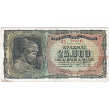 Greece, 25,000 Drachmai, 1943, 1943-08-12, KM:123a, VG(8-10)