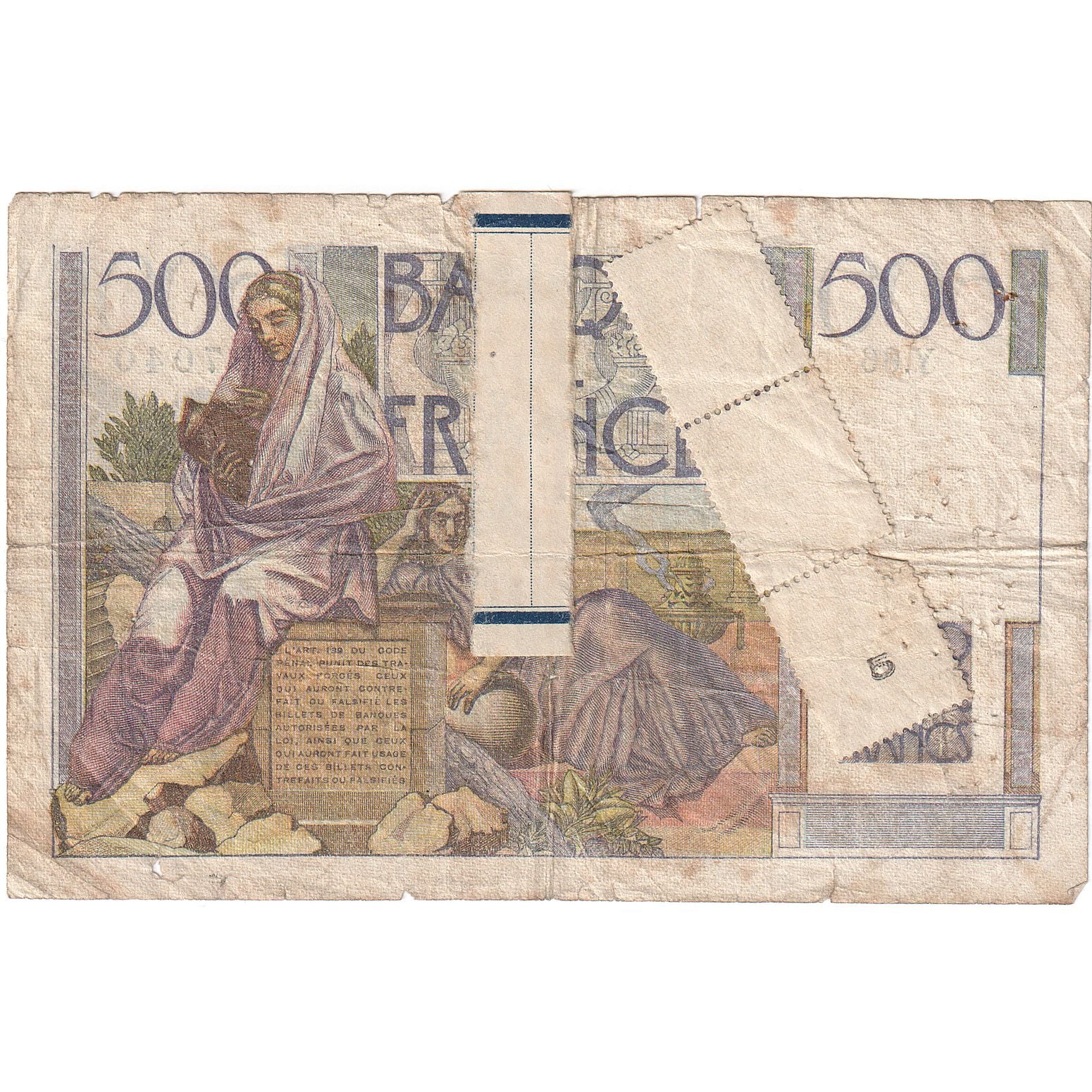 Francja, 500 Francs, Chateaubriand, 1945, Y.66, AG(1-3), Fayette:34.4, KM:129a