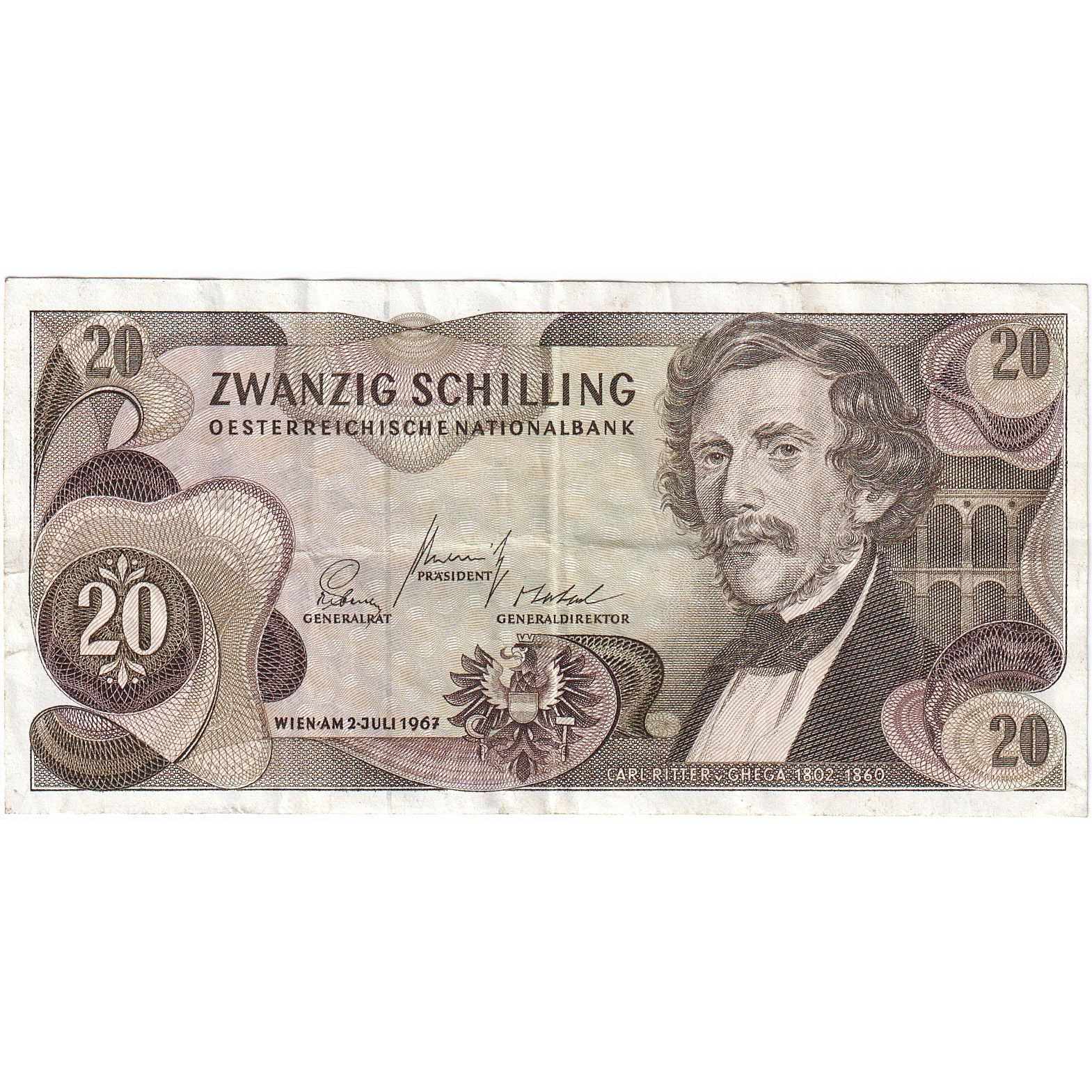 Austria, 20 Schilling, 1967-07-02, KM:142a, EF(40-45)
