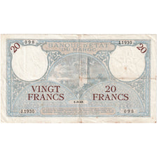 Maroc, 20 Francs, 1928-1929, 1945-03-01, KM:18b, TTB