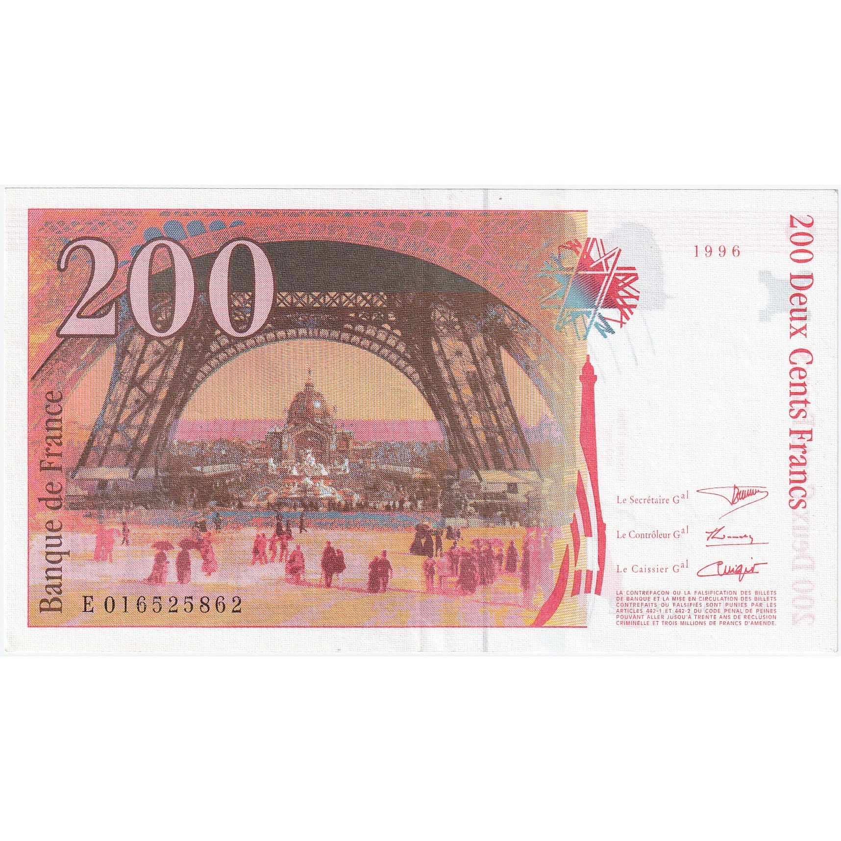 France, 200 Francs, Eiffel, E016525862, UNC(65-70)