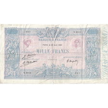 France, 1000 Francs, Bleu et Rose, 1925, V.2012, VG(8-10), Fayette:36.41, KM:67j
