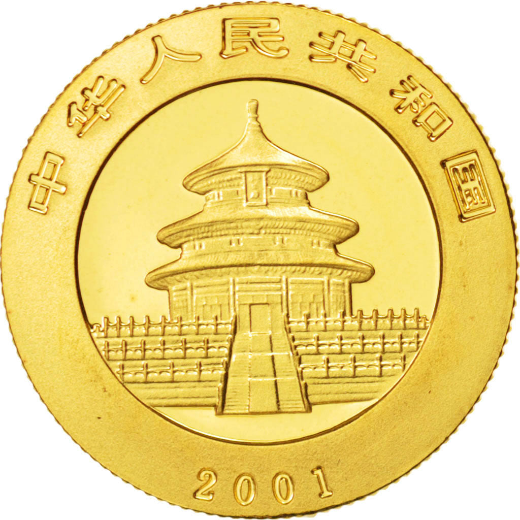 CHINA, PEOPLE'S REPUBLIC, 100 Yüan, 2001, MS(65-70), Gold, KM:1368